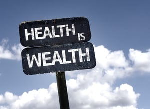 Health is Wealth sign with clouds and sky background-2